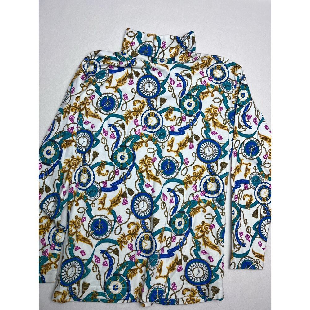 Hunt Club Women's Turtleneck Paisley Clock Pattern Size Small Long Sleeve